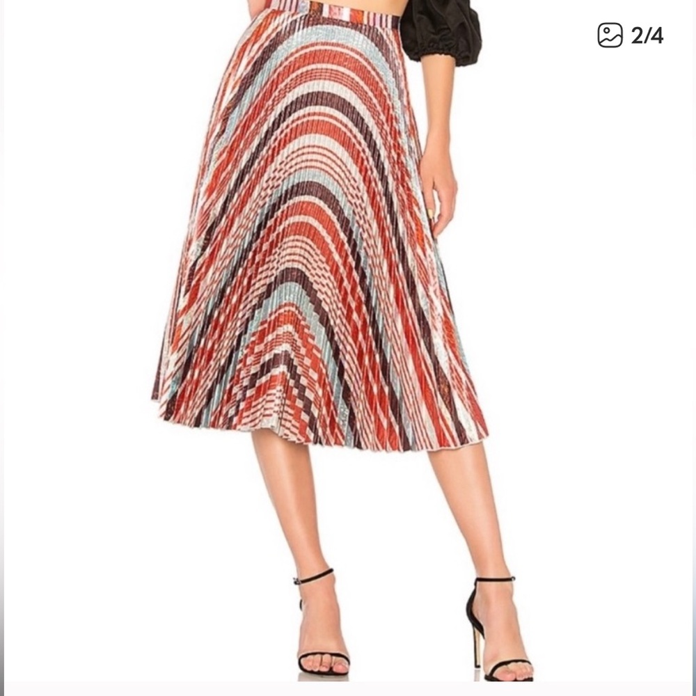 Delfi Collective Vibrant Pleated Midi Skirt - Multicolor